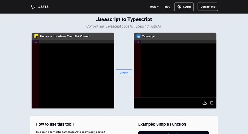 JS2TS - your ultimate code
              conversion companion