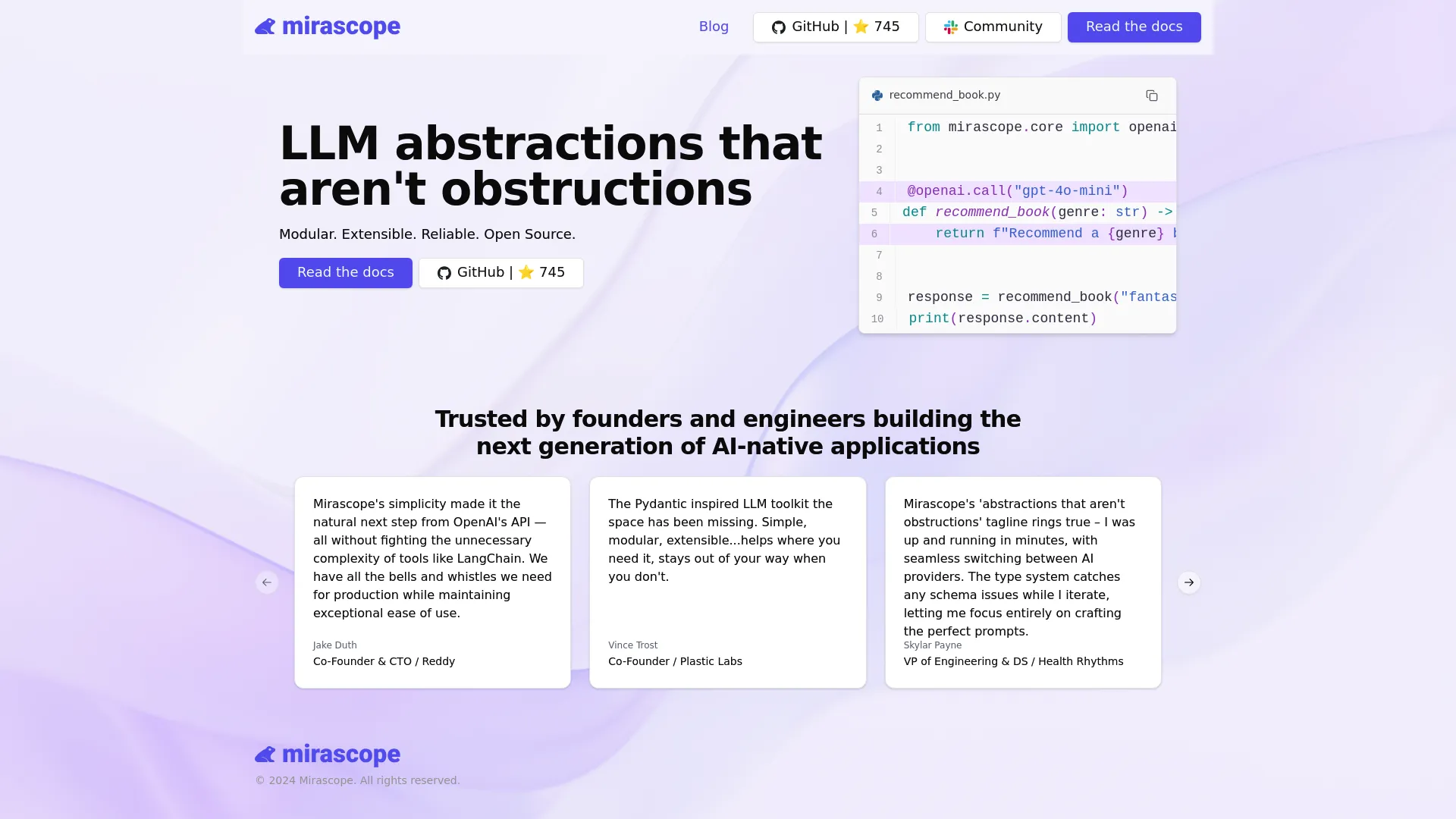 Mirascope screenshot