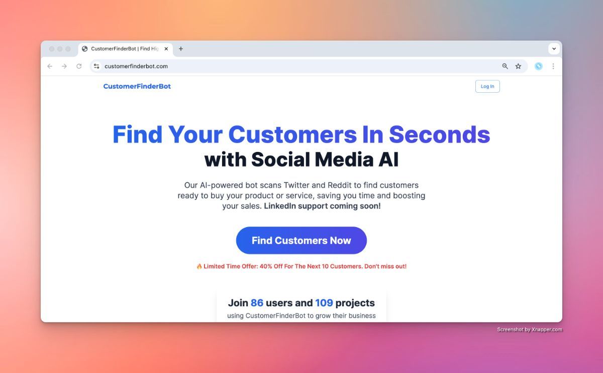 CustomerFinderBot screenshot