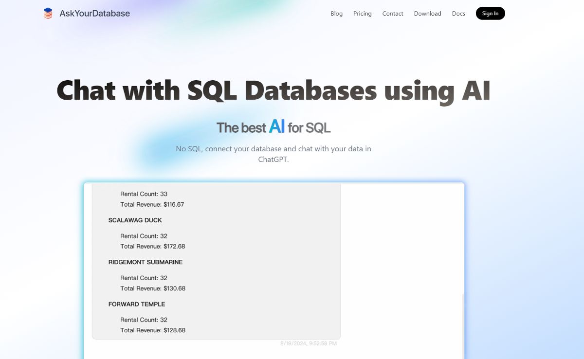 AskYourDatabase screenshot