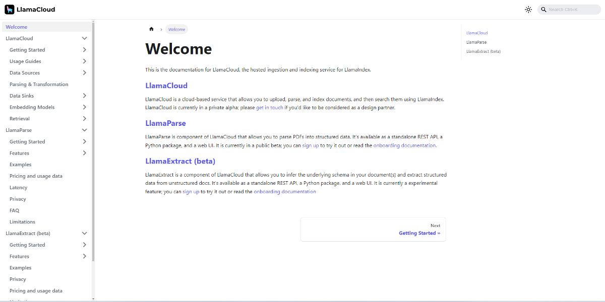 LlamaCloud screenshot