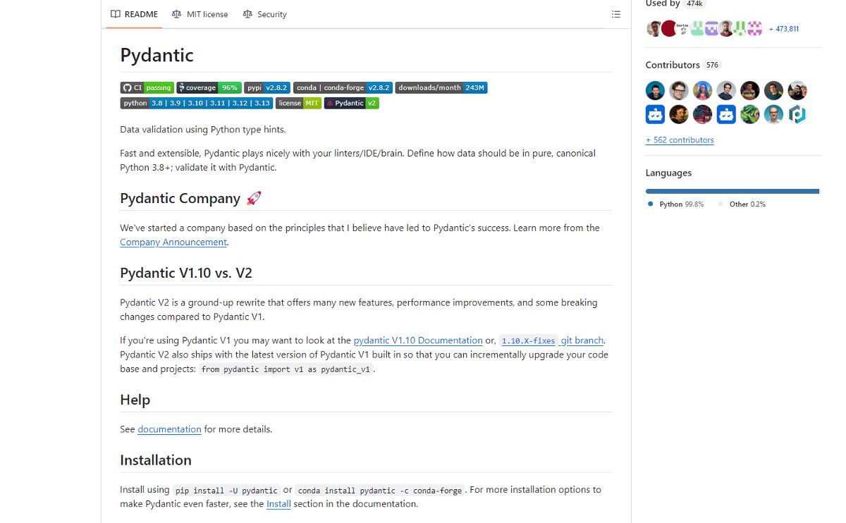 Pydantic screenshot