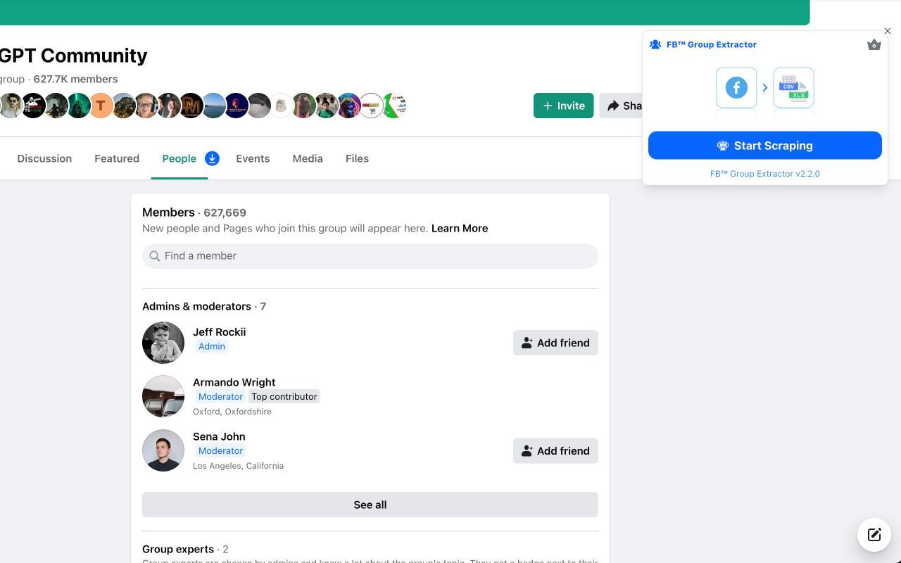 FB Group AI Extractor screenshot