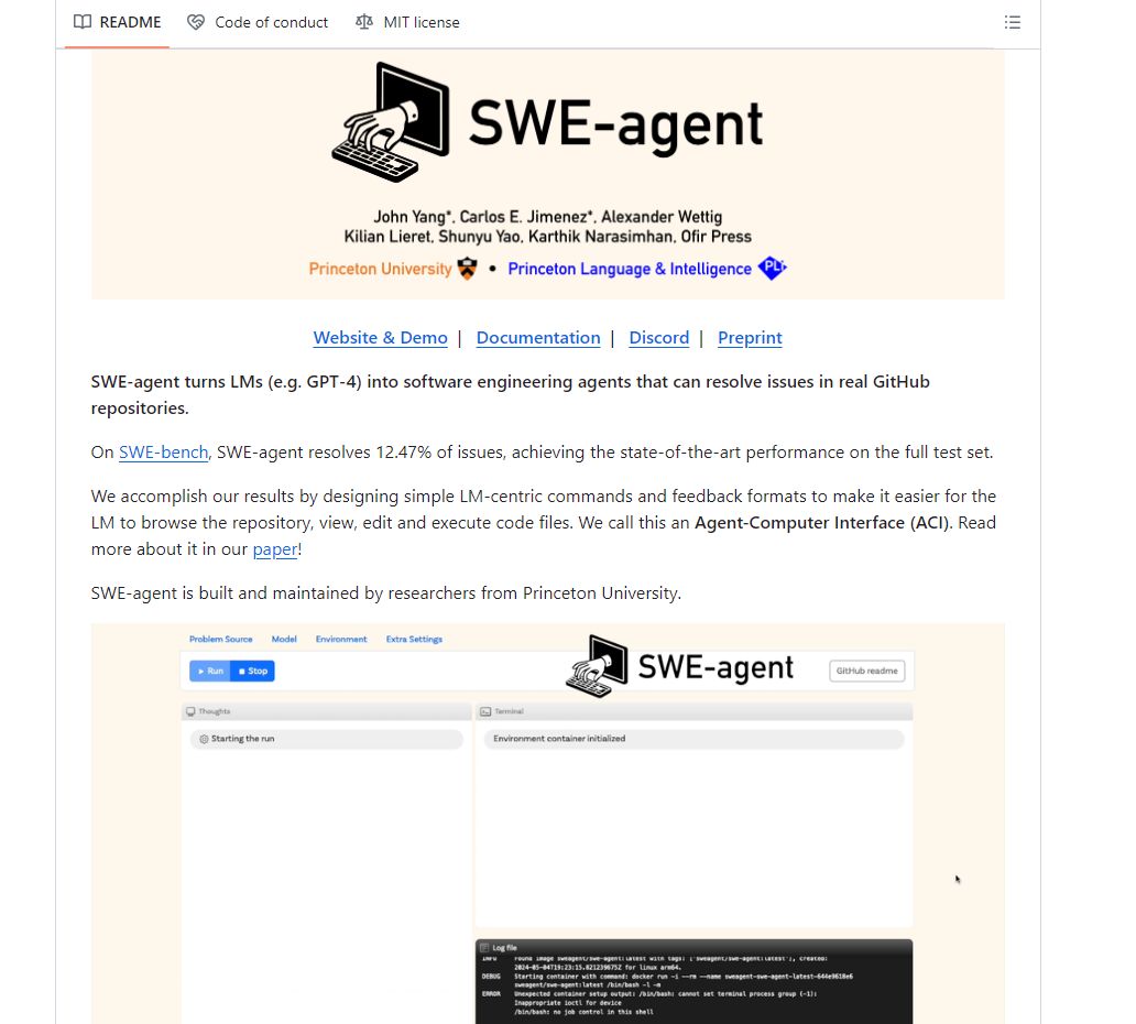 SWE-Agent screenshot
