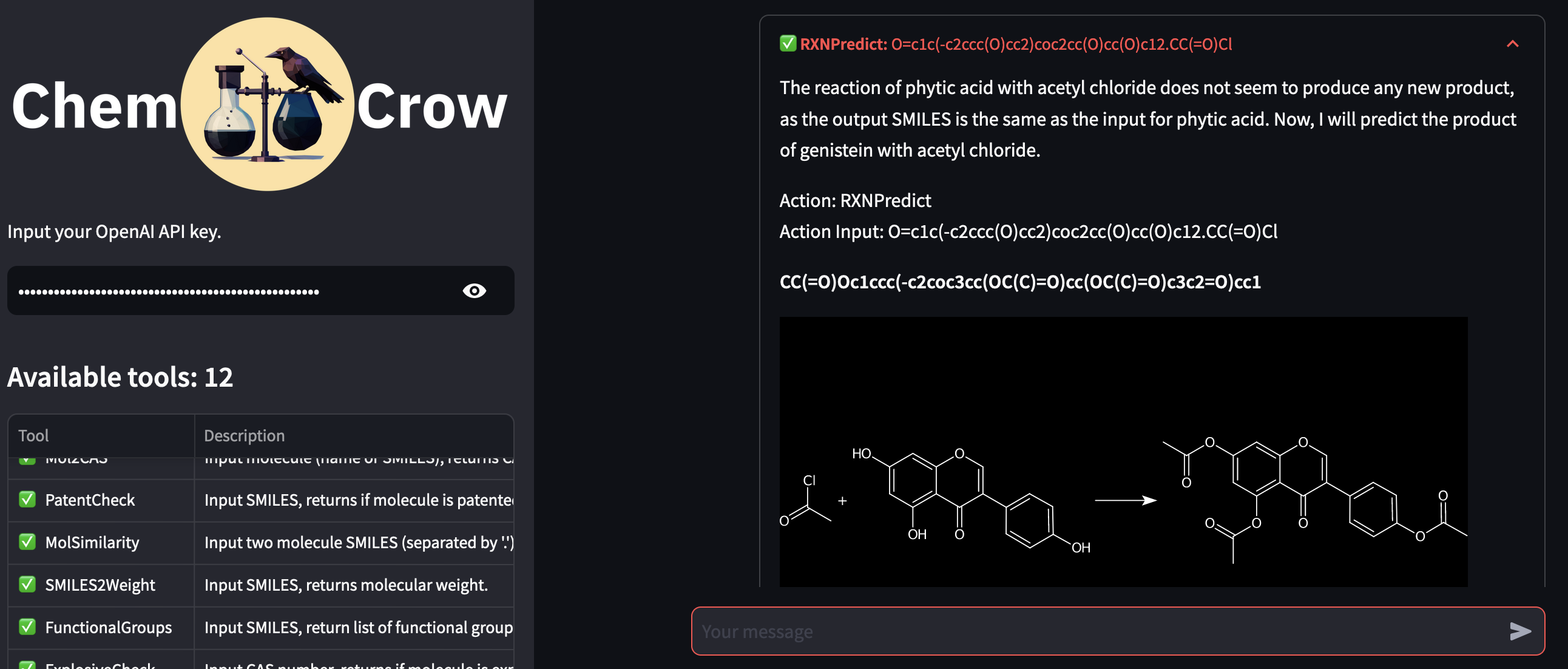 ChemCrow screenshot