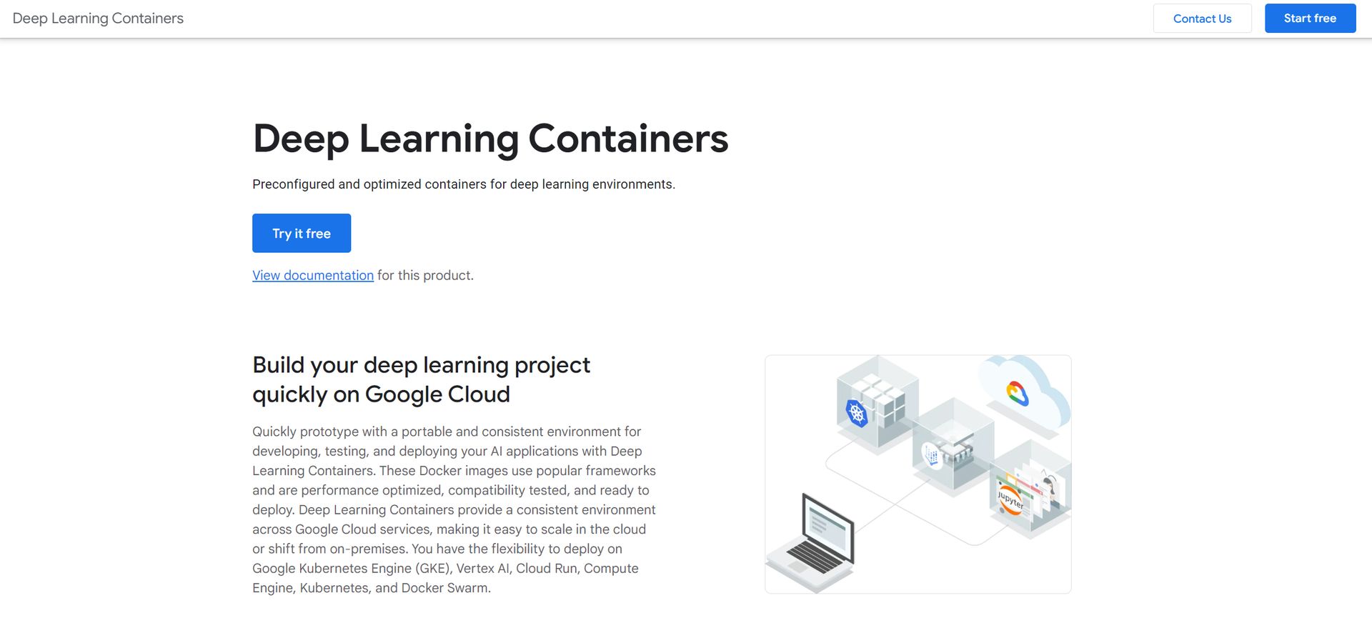 Google Deep Learning Containers screenshot